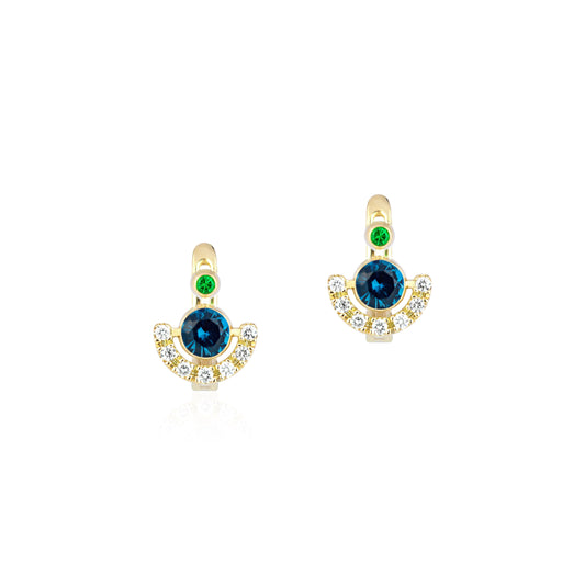 14K Gold London blue topaz earrings