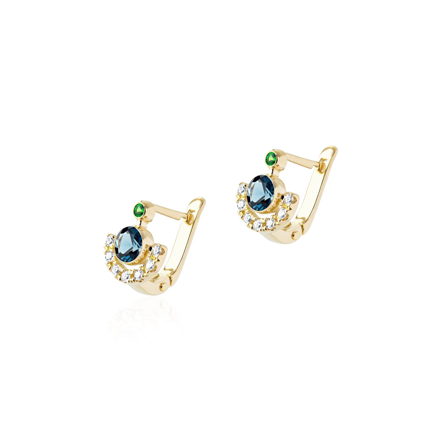 14K Gold London blue topaz earrings